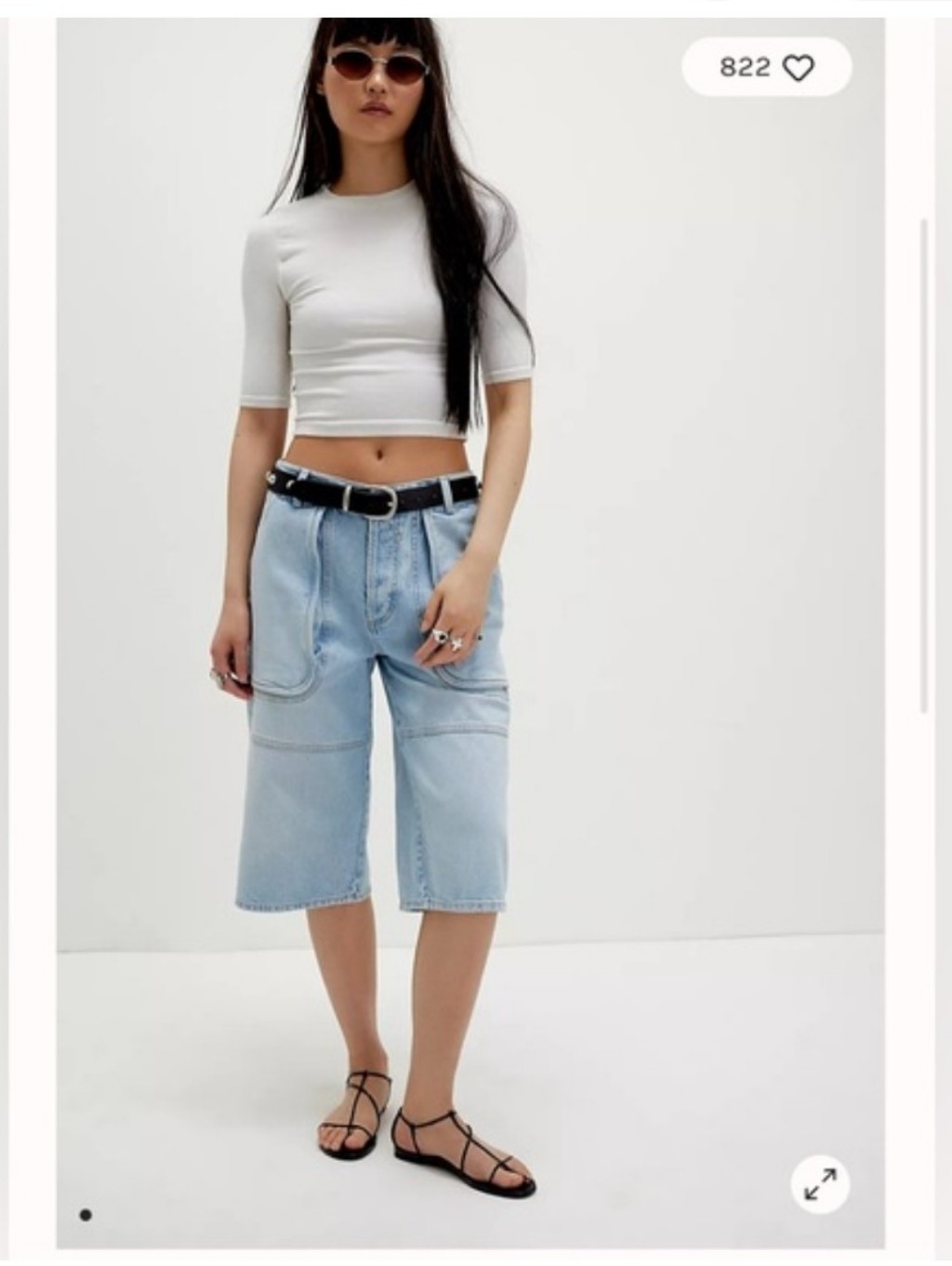 Free People Havasu Slouchy Cropped Light Wash Denim Shorts